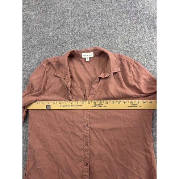 Cloth & Stone Shirt Womens Large Pink Tencel Button Front Short Sleeve Top - Picture 5 of 7